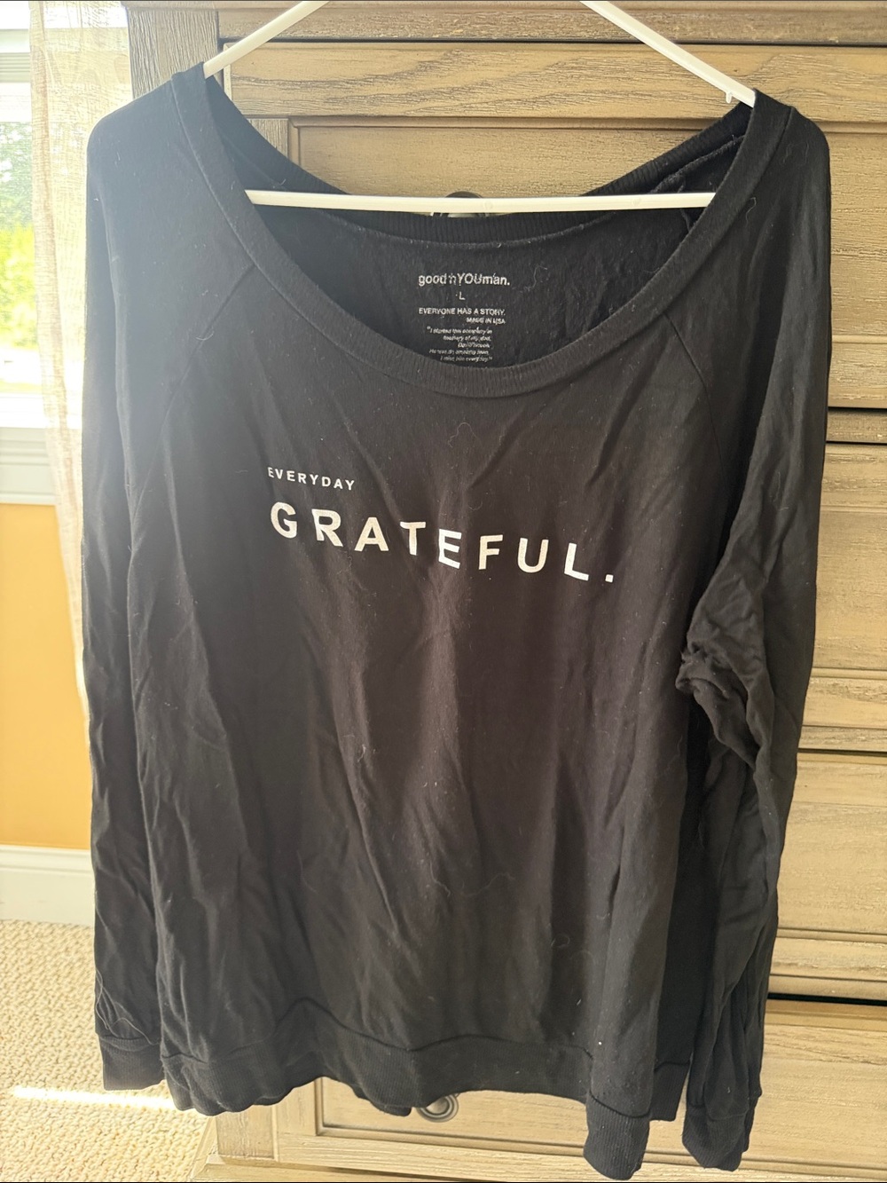 good hYOUman Black "Everyday Grateful" Long Sleeve Top